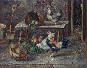 Jenny Hoppe The chicken family France oil painting artist
